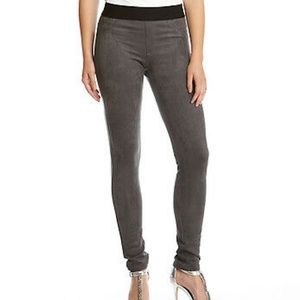 Grey Faux Suede Stretch Leggings Pants